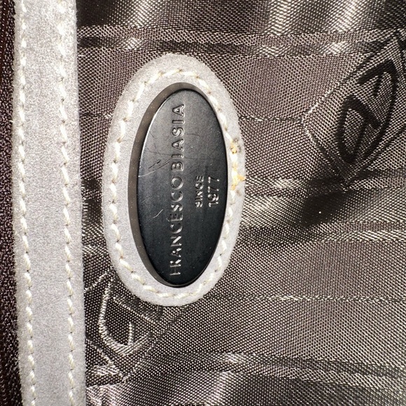 Designer Gray Structured Shoulder Bag with Metal Accents from Bloomingdale’s - Picture 7 of 16